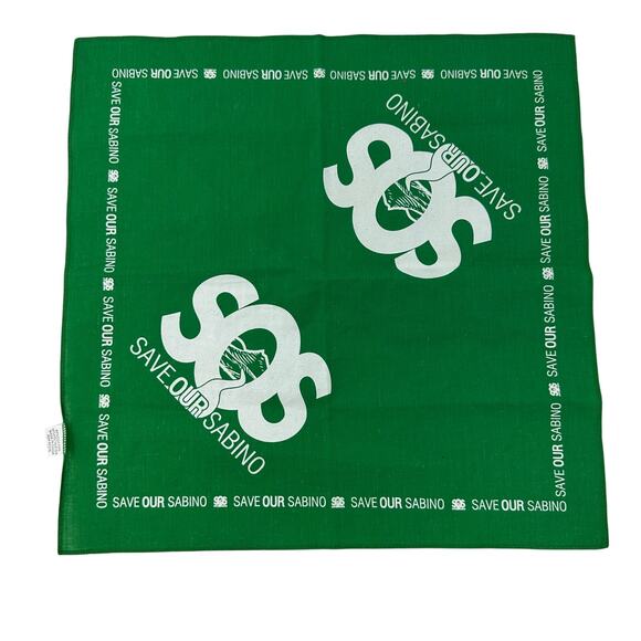 SOS Save Our Sabino Canyon Tucson Arizona 14" Square Handkerchief Green White - Picture 1 of 3